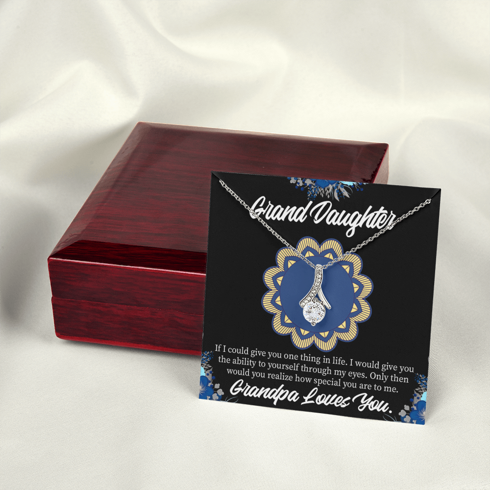 To My Granddaughter Encouragement from Grandpa Alluring Ribbon Necklace Message Card-Express Your Love Gifts