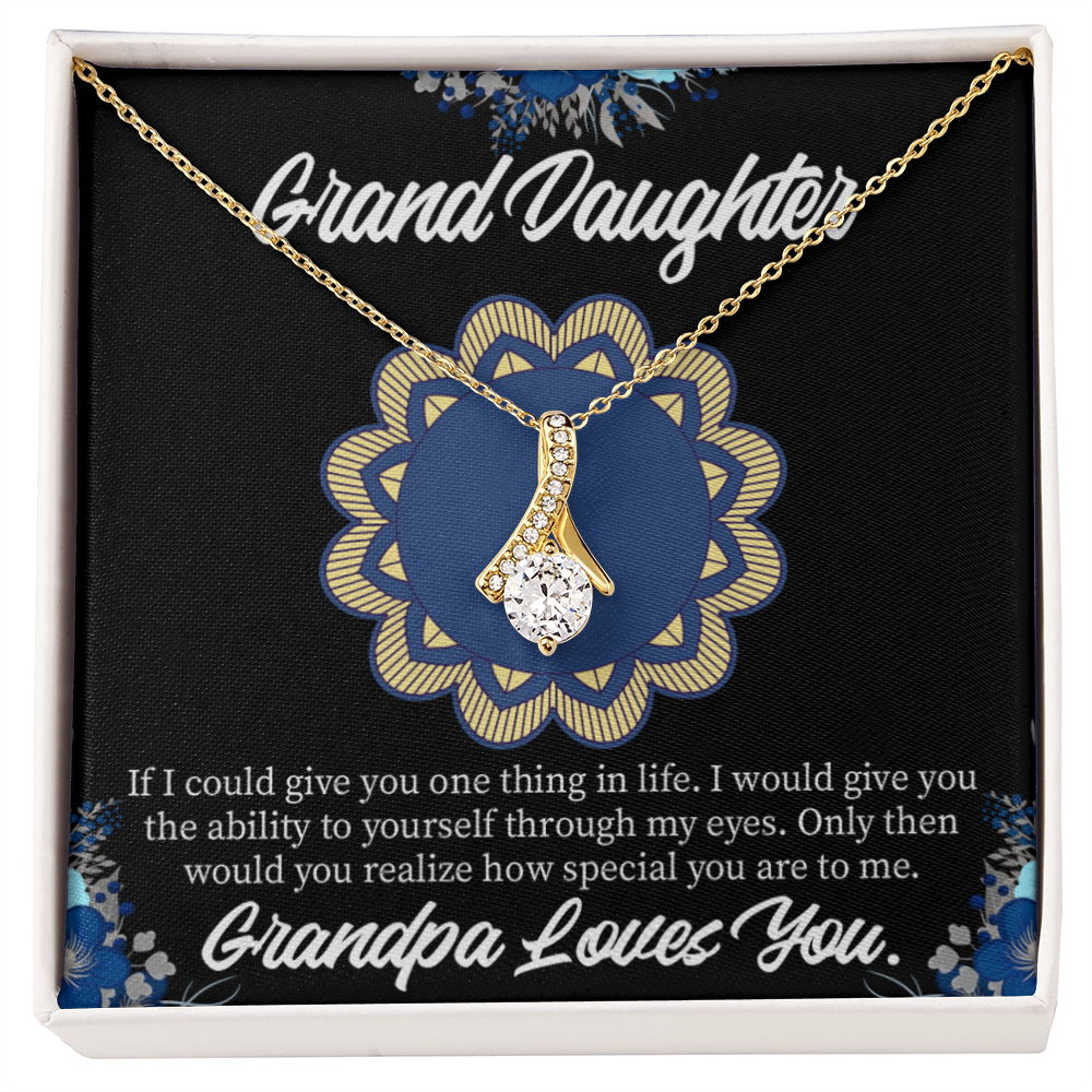 To My Granddaughter Encouragement from Grandpa Alluring Ribbon Necklace Message Card-Express Your Love Gifts