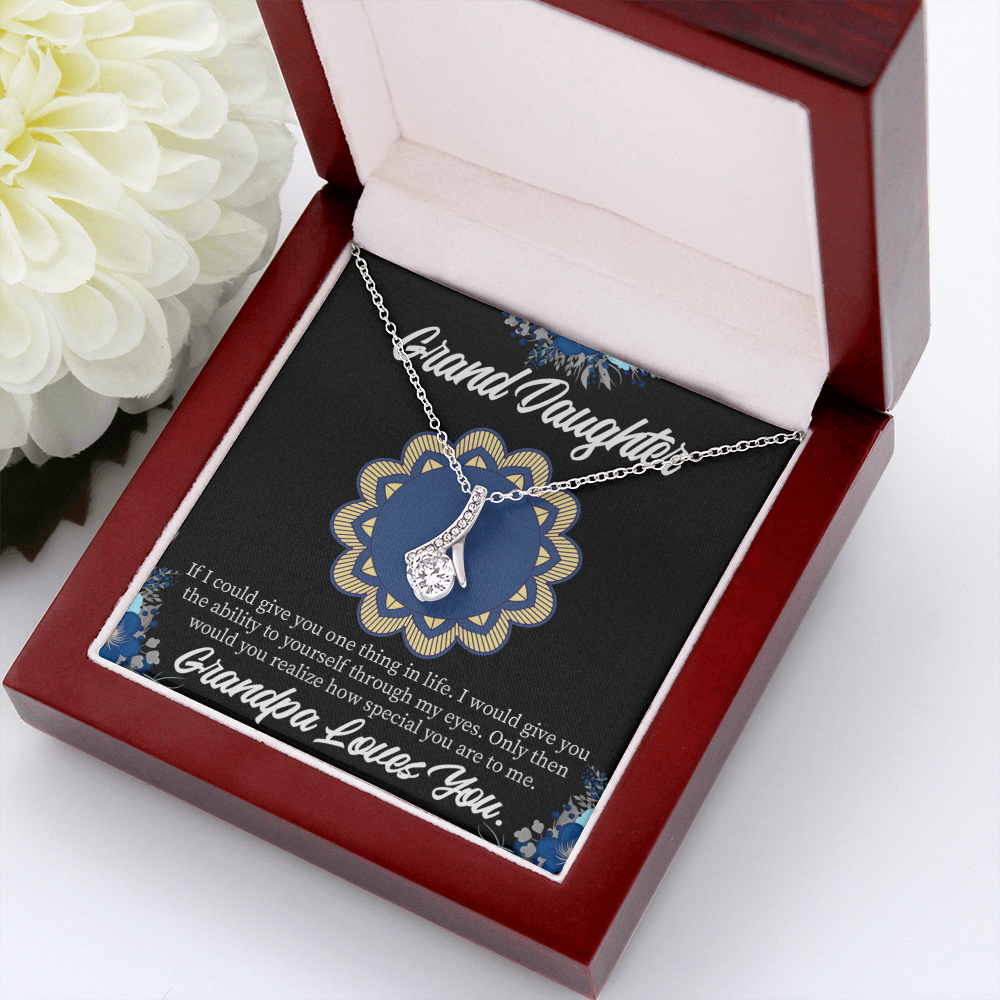 To My Granddaughter Encouragement from Grandpa Alluring Ribbon Necklace Message Card-Express Your Love Gifts