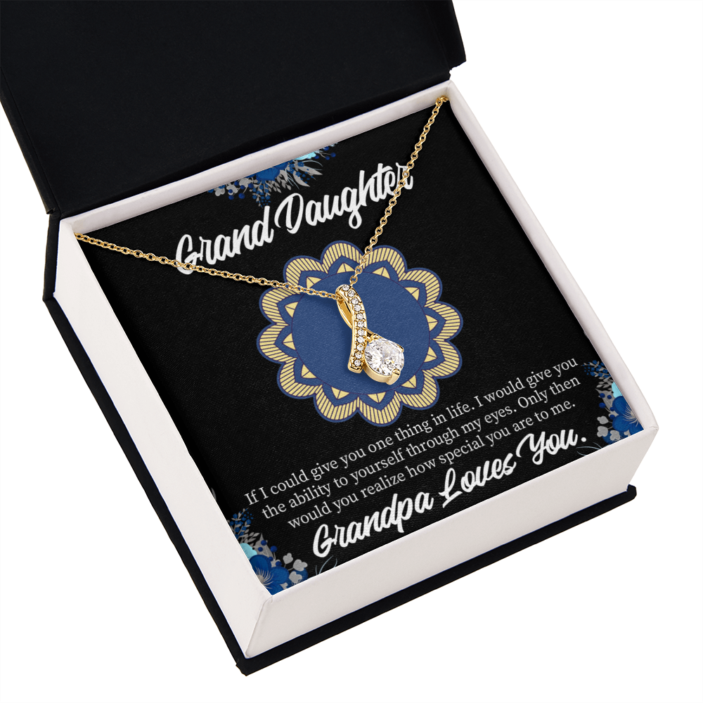 To My Granddaughter Encouragement from Grandpa Alluring Ribbon Necklace Message Card-Express Your Love Gifts