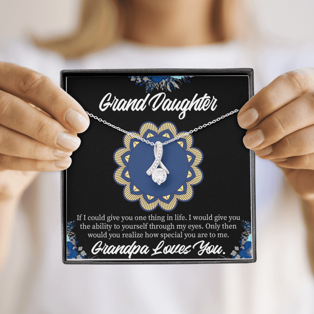 To My Granddaughter Encouragement from Grandpa Alluring Ribbon Necklace Message Card-Express Your Love Gifts
