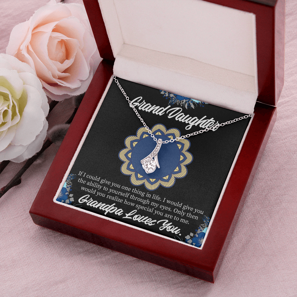 To My Granddaughter Encouragement from Grandpa Alluring Ribbon Necklace Message Card-Express Your Love Gifts