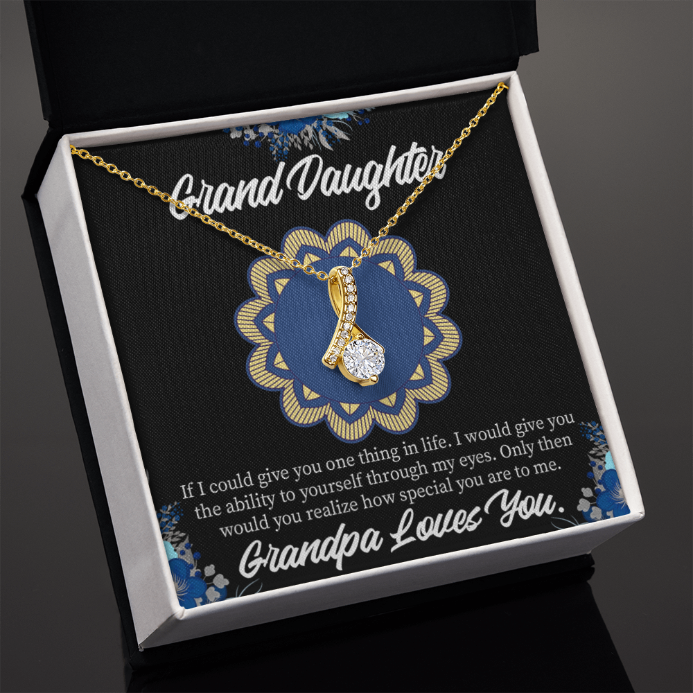 To My Granddaughter Encouragement from Grandpa Alluring Ribbon Necklace Message Card-Express Your Love Gifts