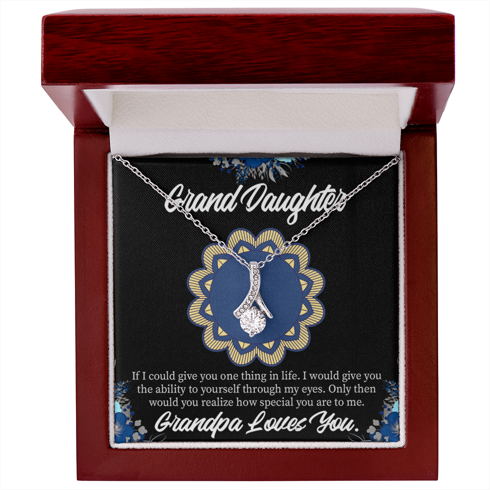 To My Granddaughter Encouragement from Grandpa Alluring Ribbon Necklace Message Card-Express Your Love Gifts