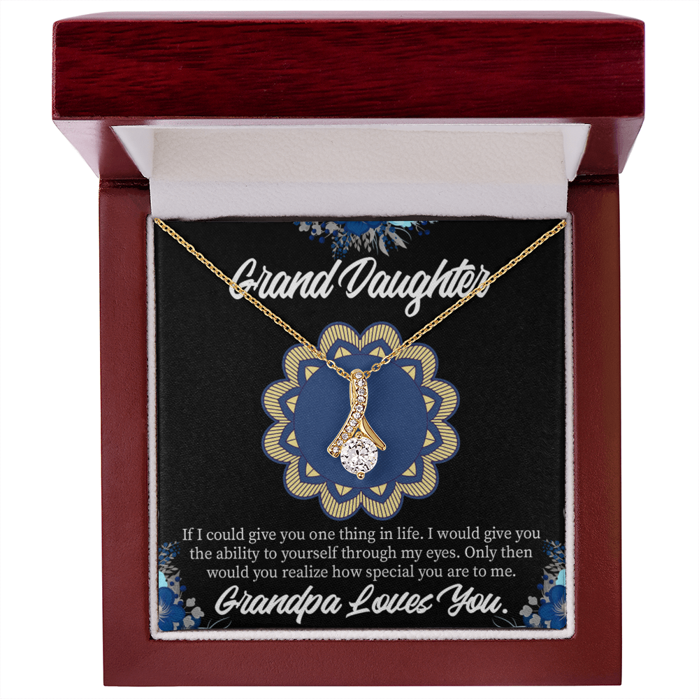 To My Granddaughter Encouragement from Grandpa Alluring Ribbon Necklace Message Card-Express Your Love Gifts