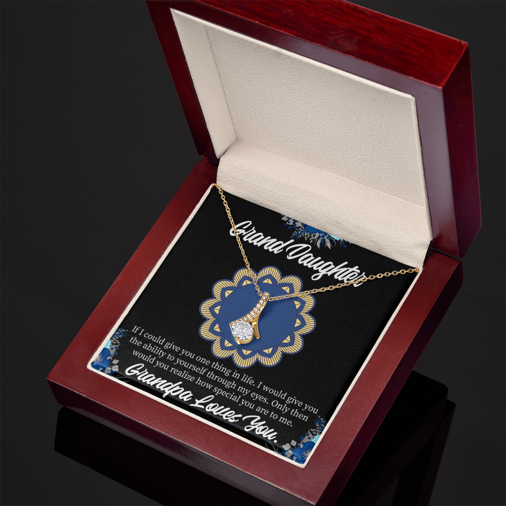 To My Granddaughter Encouragement from Grandpa Alluring Ribbon Necklace Message Card-Express Your Love Gifts