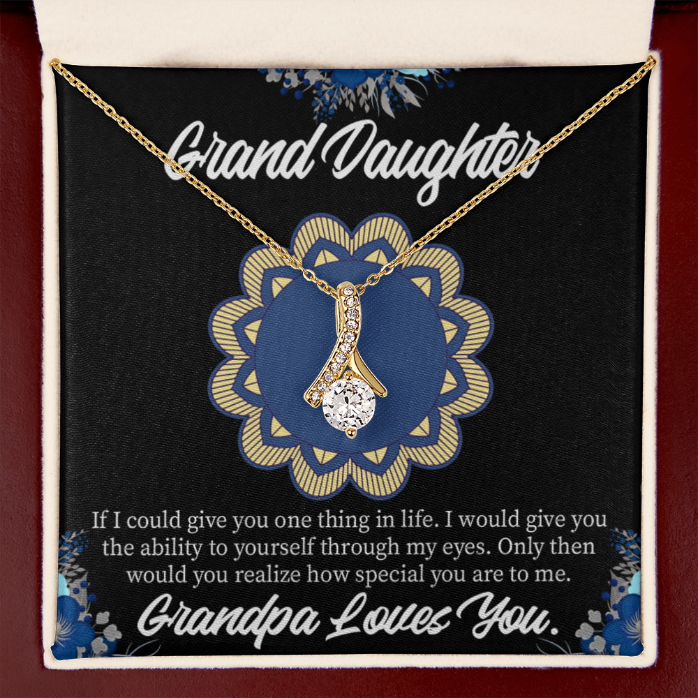 To My Granddaughter Encouragement from Grandpa Alluring Ribbon Necklace Message Card-Express Your Love Gifts
