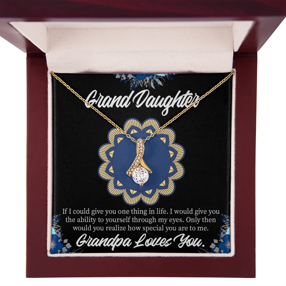 To My Granddaughter Encouragement from Grandpa Alluring Ribbon Necklace Message Card-Express Your Love Gifts