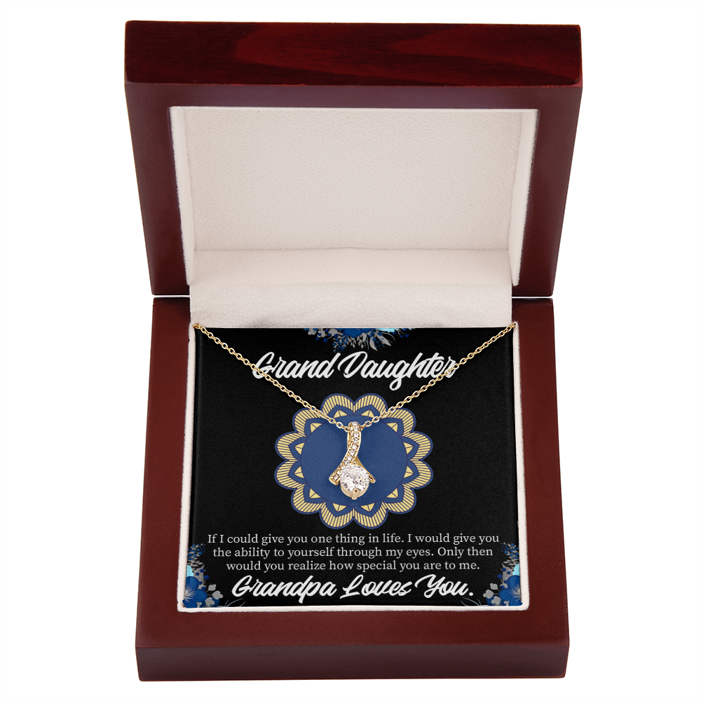 To My Granddaughter Encouragement from Grandpa Alluring Ribbon Necklace Message Card-Express Your Love Gifts