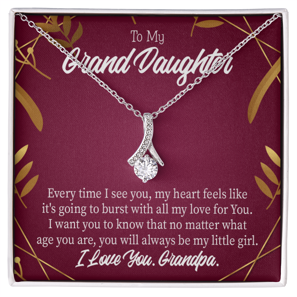 To My Granddaughter Every Time Alluring Ribbon Necklace Message Card-Express Your Love Gifts