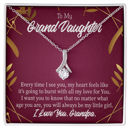 To My Granddaughter Every Time Alluring Ribbon Necklace Message Card-Express Your Love Gifts
