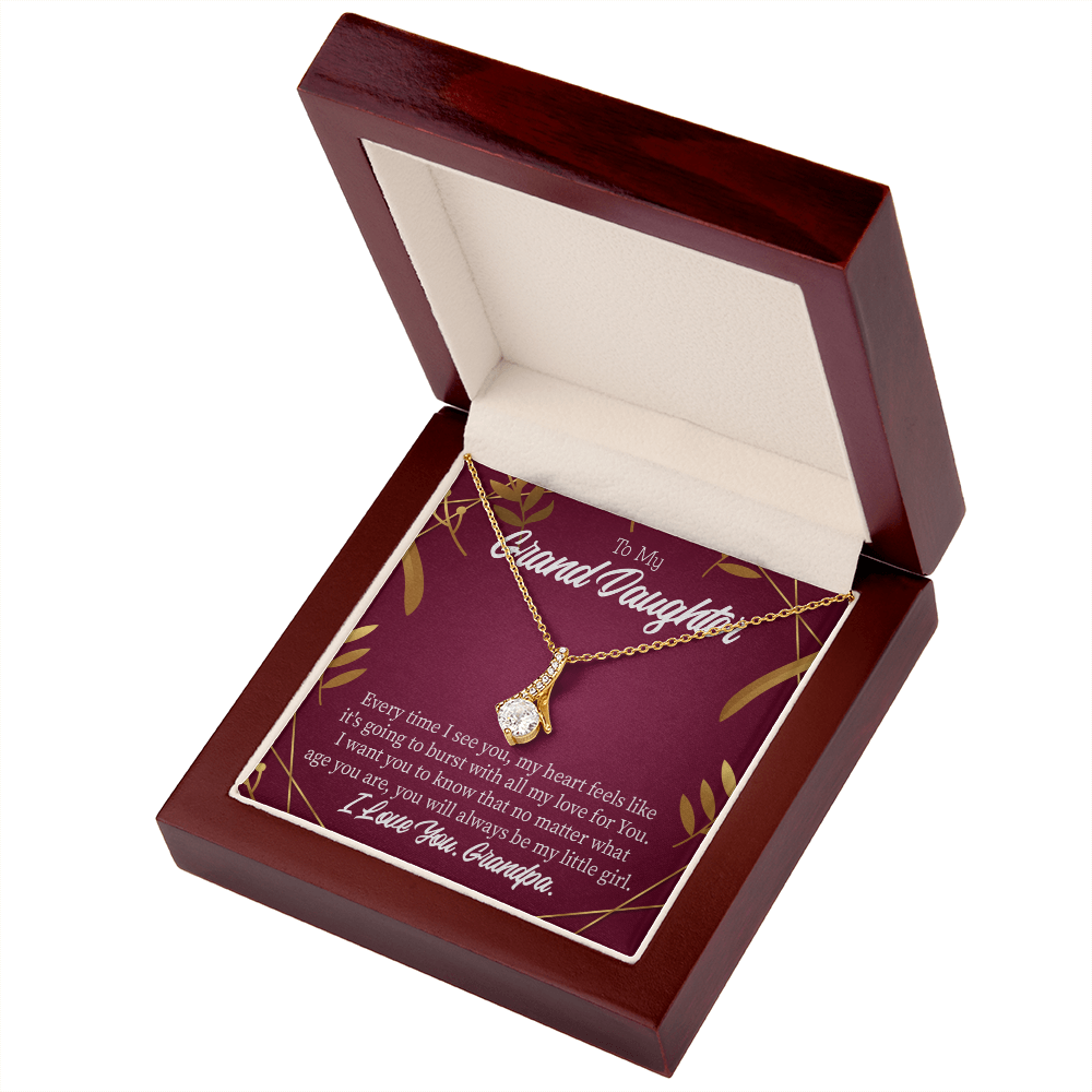 To My Granddaughter Every Time Alluring Ribbon Necklace Message Card-Express Your Love Gifts