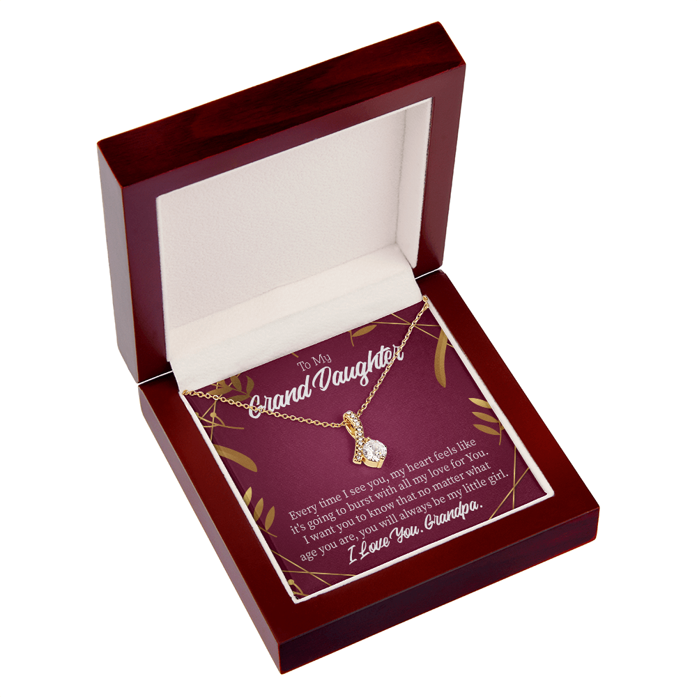 To My Granddaughter Every Time Alluring Ribbon Necklace Message Card-Express Your Love Gifts