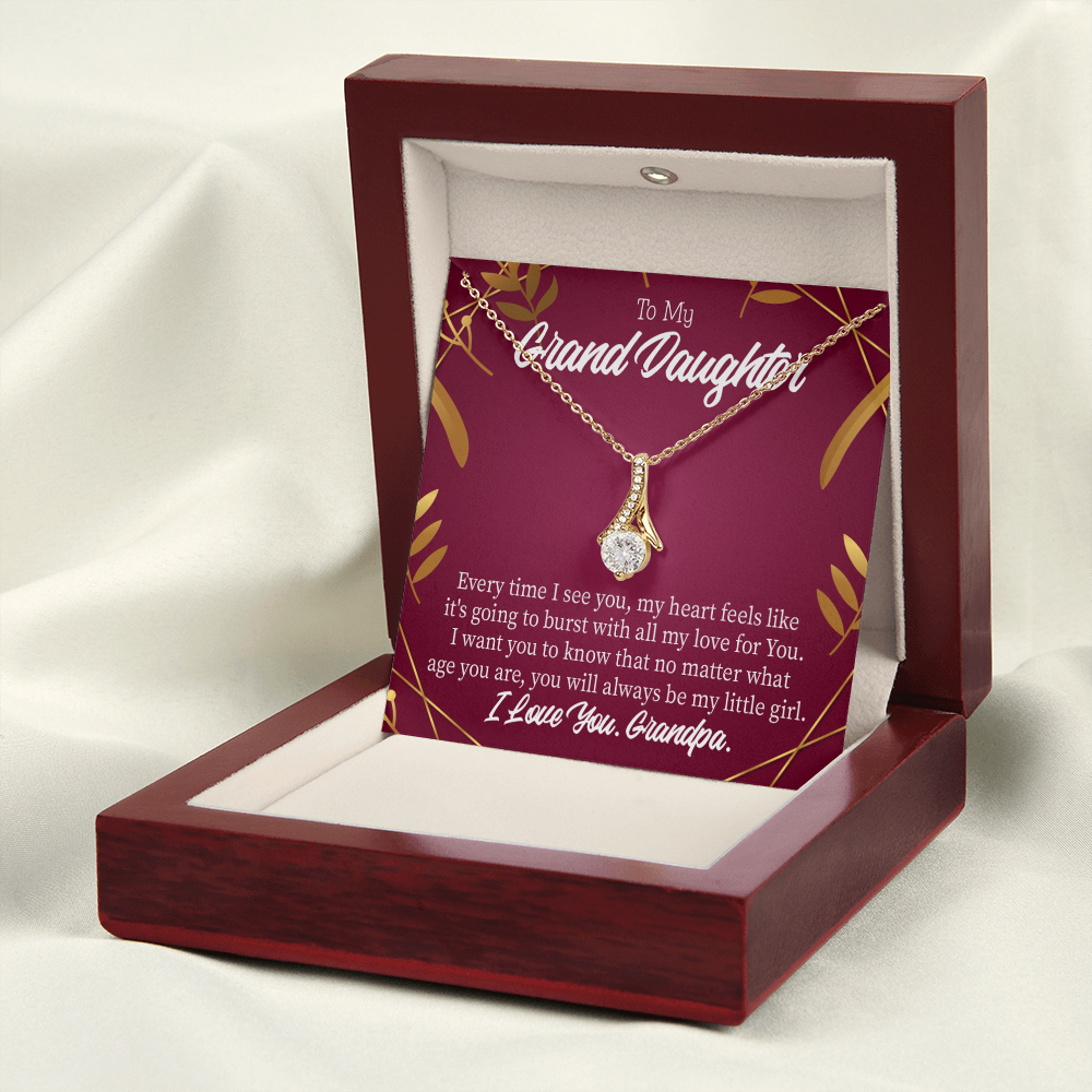To My Granddaughter Every Time Alluring Ribbon Necklace Message Card-Express Your Love Gifts