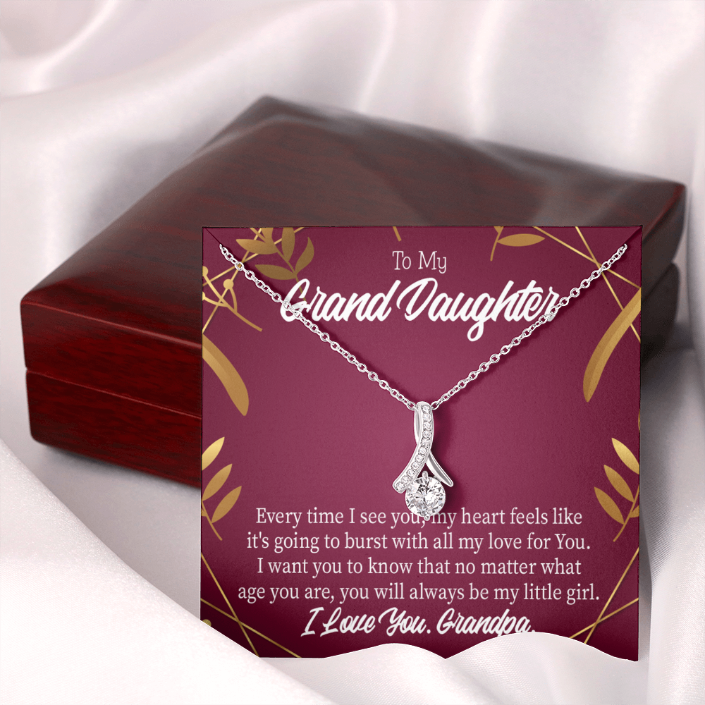 To My Granddaughter Every Time Alluring Ribbon Necklace Message Card-Express Your Love Gifts