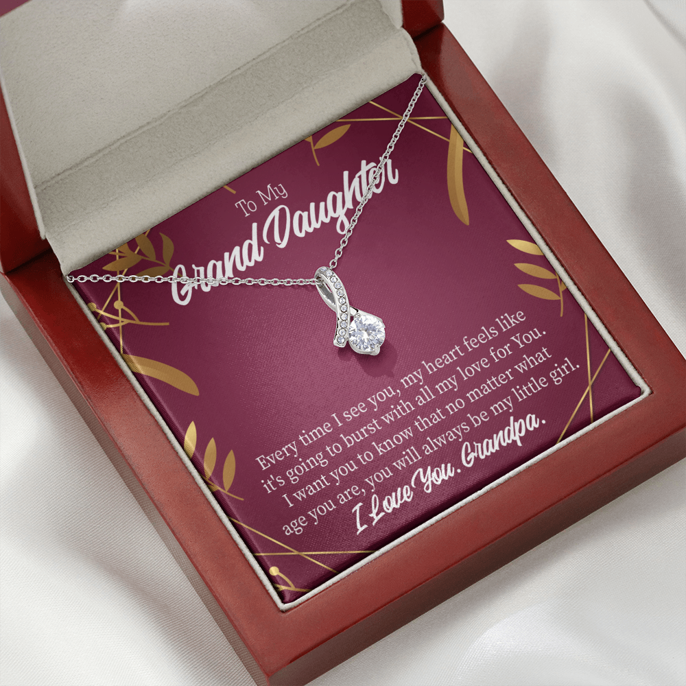To My Granddaughter Every Time Alluring Ribbon Necklace Message Card-Express Your Love Gifts