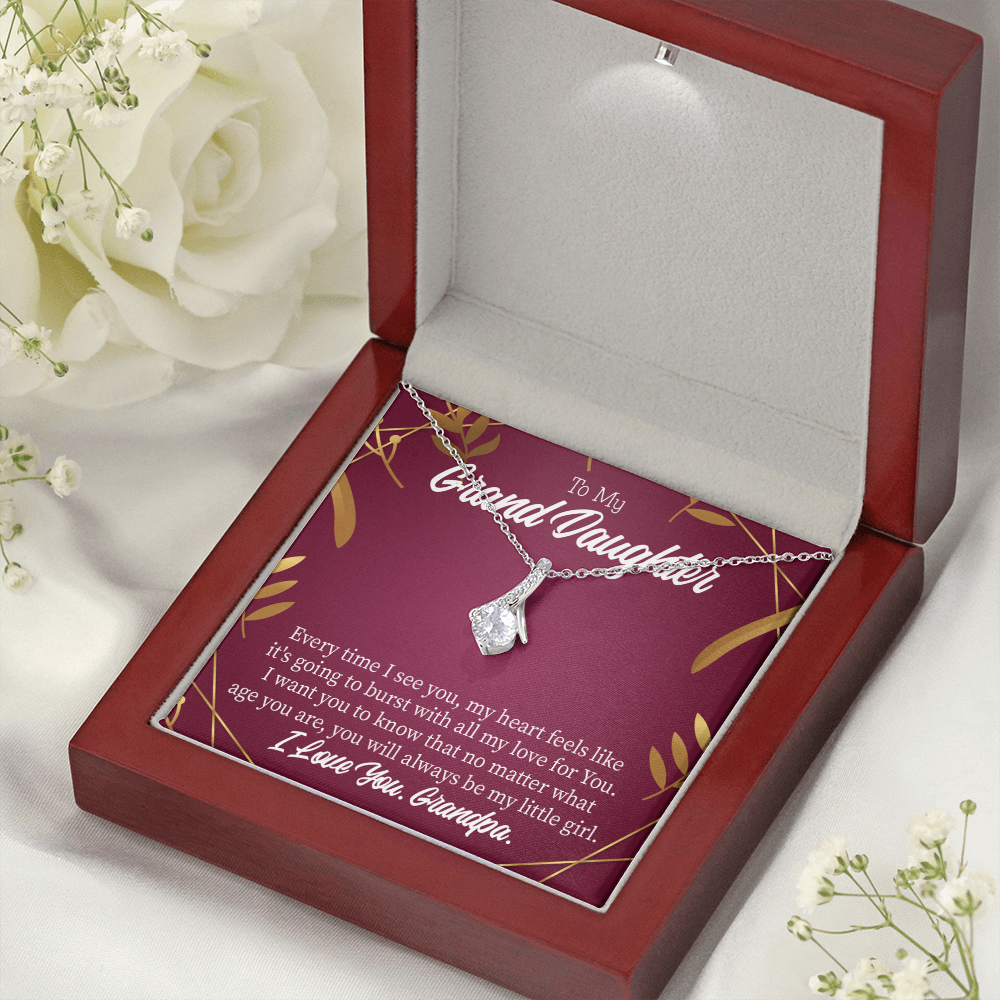 To My Granddaughter Every Time Alluring Ribbon Necklace Message Card-Express Your Love Gifts