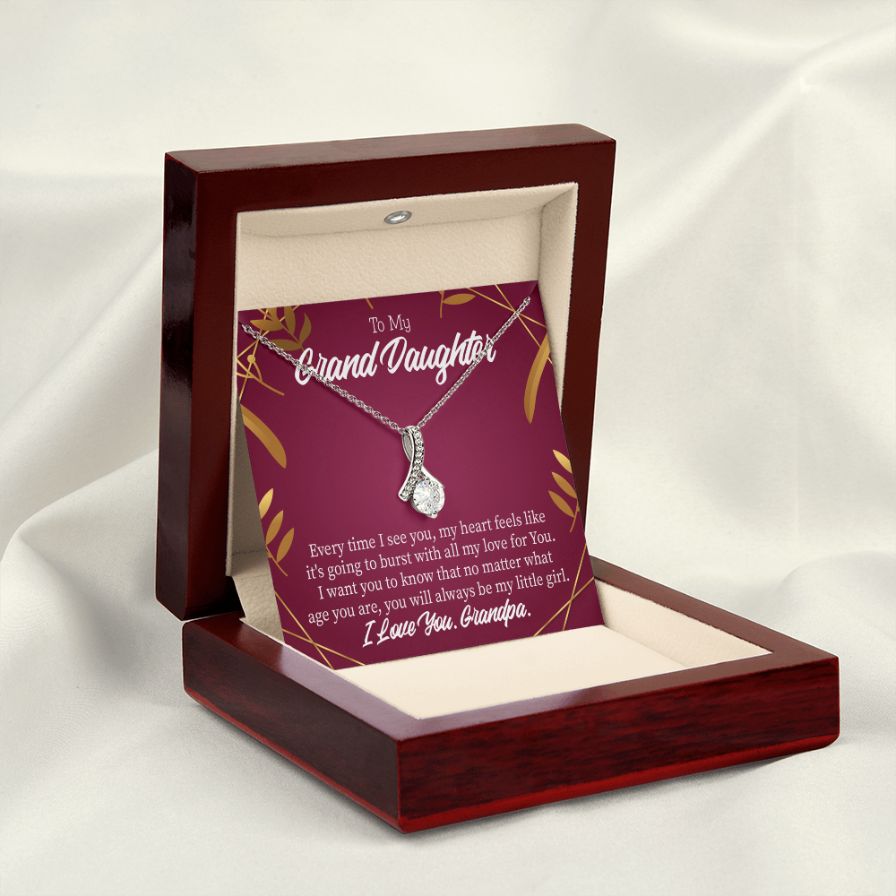 To My Granddaughter Every Time Alluring Ribbon Necklace Message Card-Express Your Love Gifts