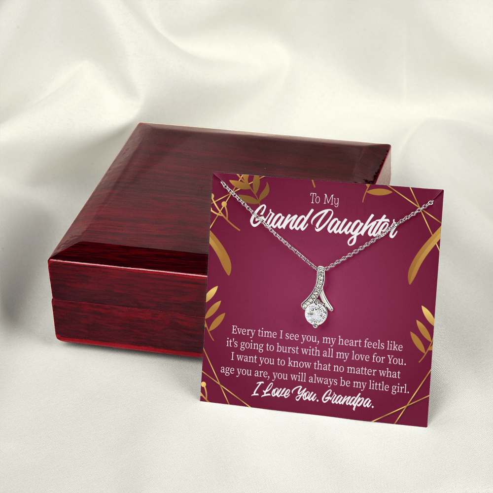 To My Granddaughter Every Time Alluring Ribbon Necklace Message Card-Express Your Love Gifts