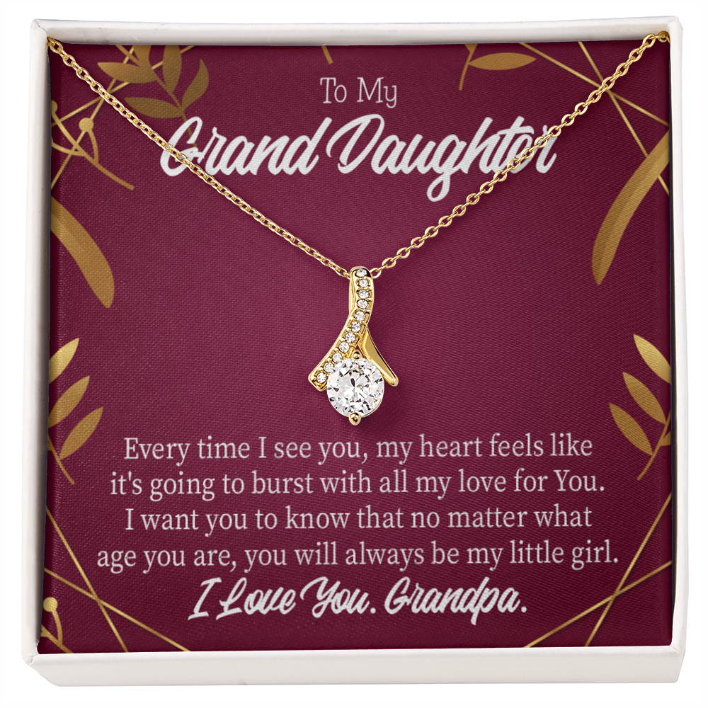 To My Granddaughter Every Time Alluring Ribbon Necklace Message Card-Express Your Love Gifts