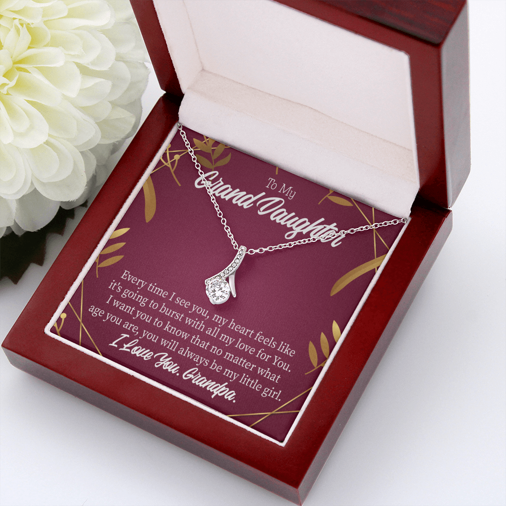 To My Granddaughter Every Time Alluring Ribbon Necklace Message Card-Express Your Love Gifts