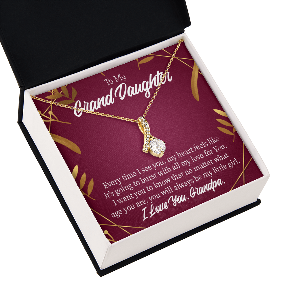 To My Granddaughter Every Time Alluring Ribbon Necklace Message Card-Express Your Love Gifts