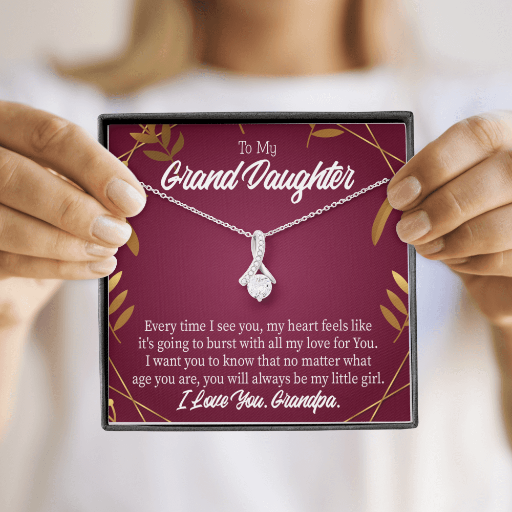 To My Granddaughter Every Time Alluring Ribbon Necklace Message Card-Express Your Love Gifts