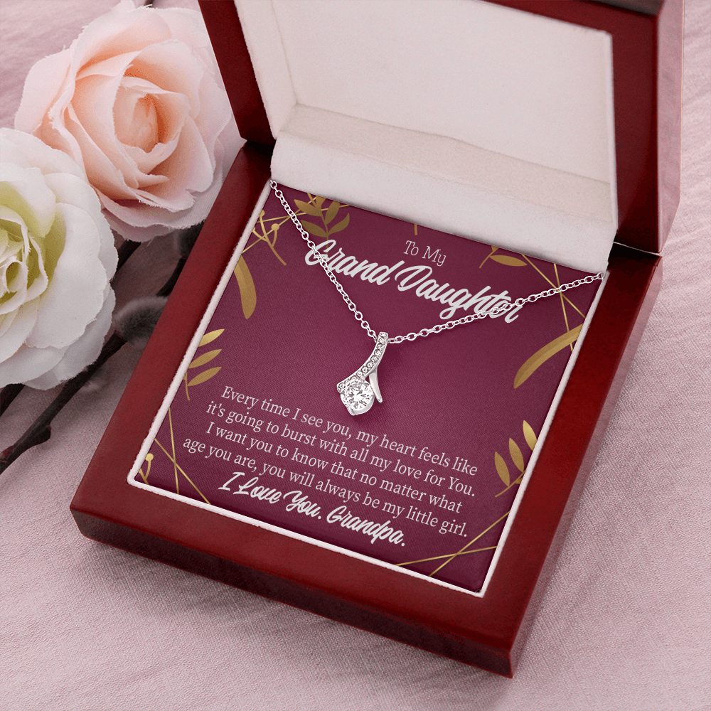 To My Granddaughter Every Time Alluring Ribbon Necklace Message Card-Express Your Love Gifts