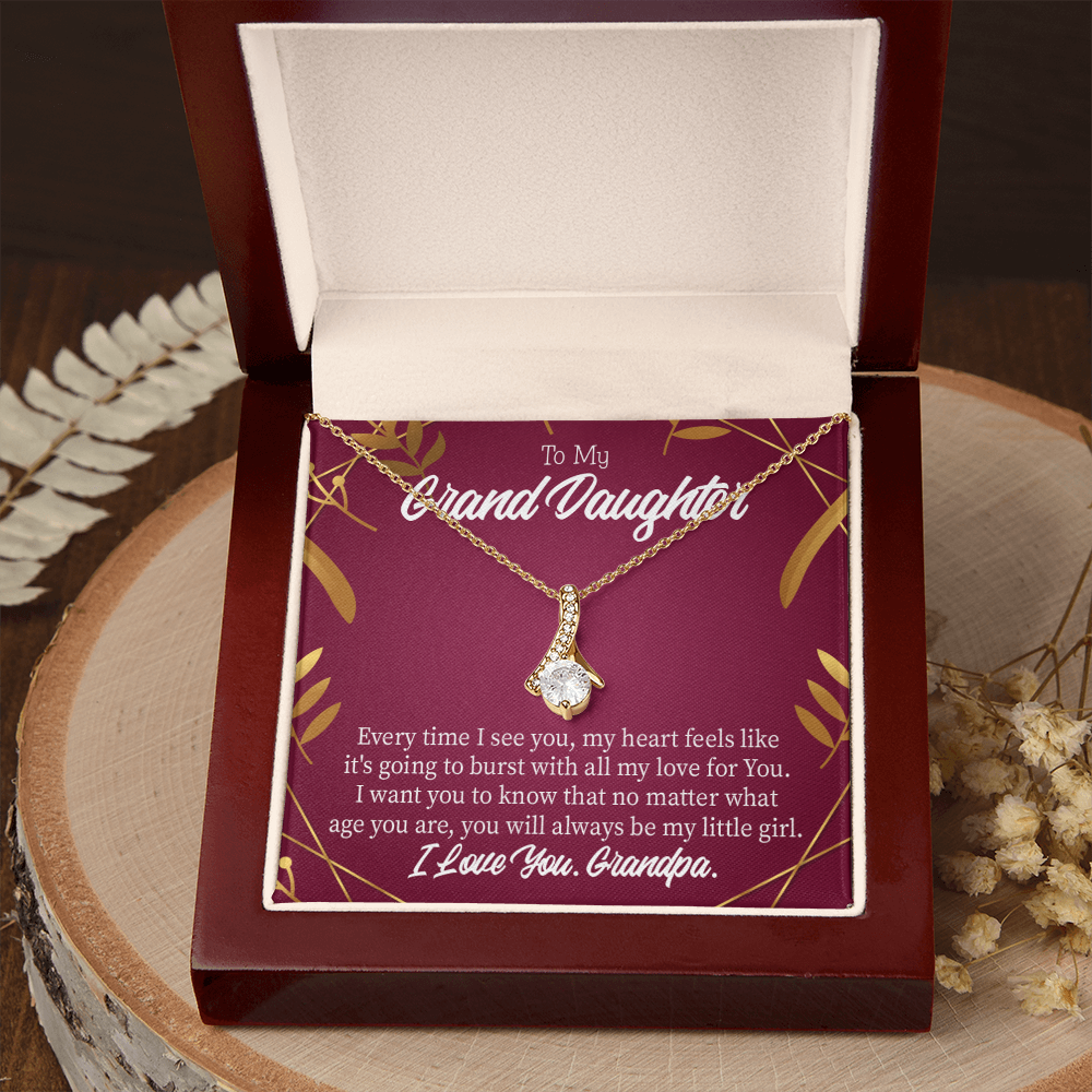 To My Granddaughter Every Time Alluring Ribbon Necklace Message Card-Express Your Love Gifts