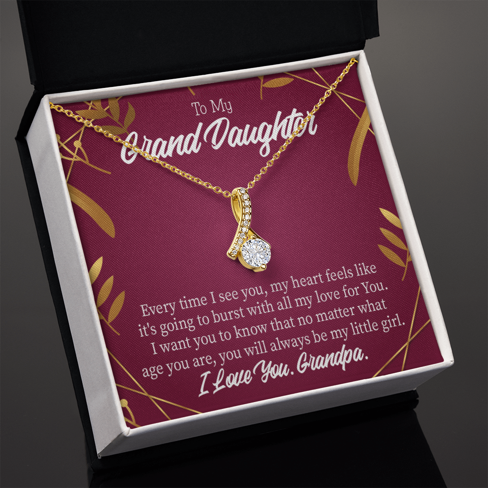 To My Granddaughter Every Time Alluring Ribbon Necklace Message Card-Express Your Love Gifts