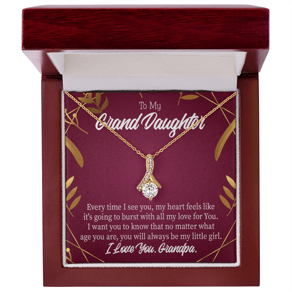 To My Granddaughter Every Time Alluring Ribbon Necklace Message Card-Express Your Love Gifts