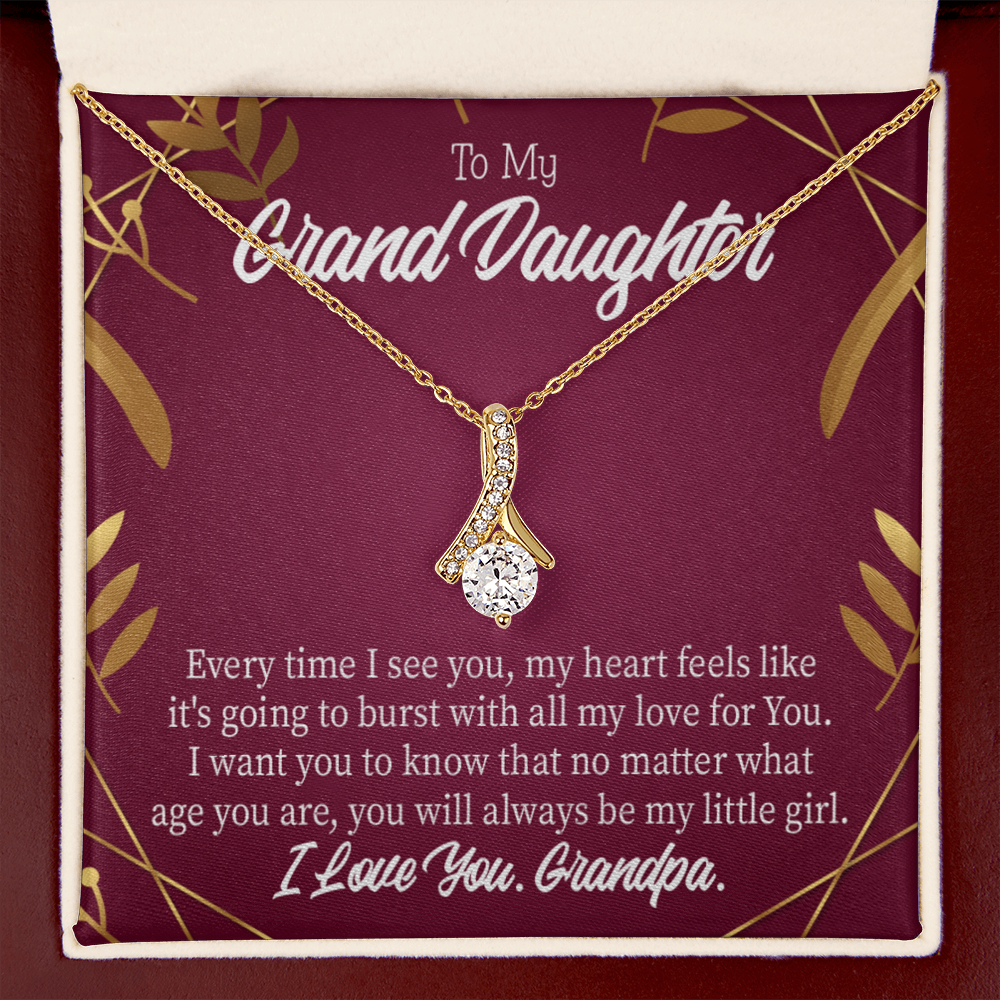 To My Granddaughter Every Time Alluring Ribbon Necklace Message Card-Express Your Love Gifts