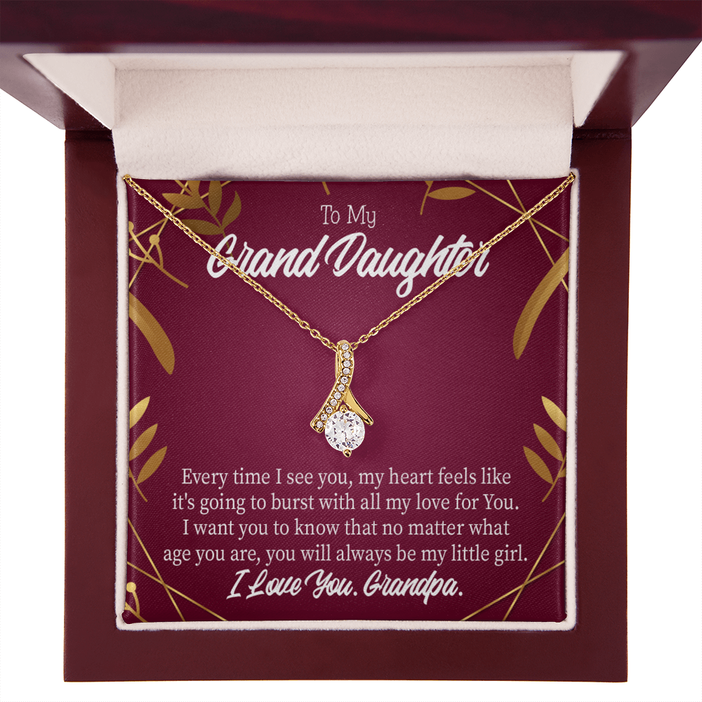 To My Granddaughter Every Time Alluring Ribbon Necklace Message Card-Express Your Love Gifts