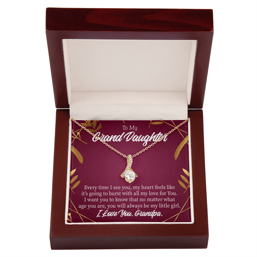 To My Granddaughter Every Time Alluring Ribbon Necklace Message Card-Express Your Love Gifts