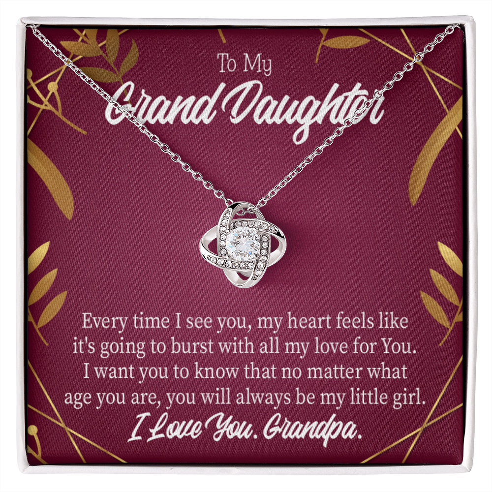 To My Granddaughter Every Time From Grandpa Infinity Knot Necklace Message Card-Express Your Love Gifts