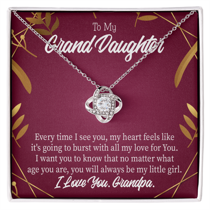 To My Granddaughter Every Time From Grandpa Infinity Knot Necklace Message Card-Express Your Love Gifts