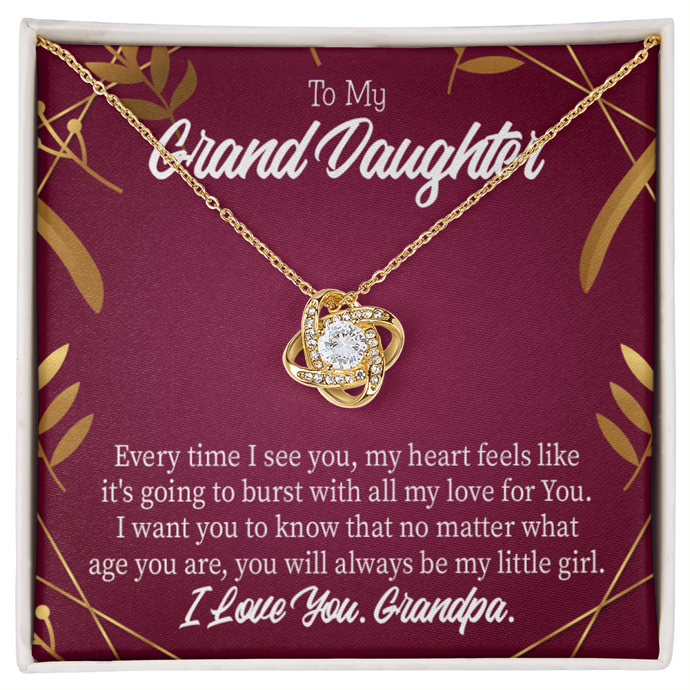 To My Granddaughter Every Time From Grandpa Infinity Knot Necklace Message Card-Express Your Love Gifts