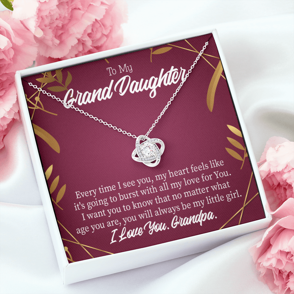 To My Granddaughter Every Time From Grandpa Infinity Knot Necklace Message Card-Express Your Love Gifts