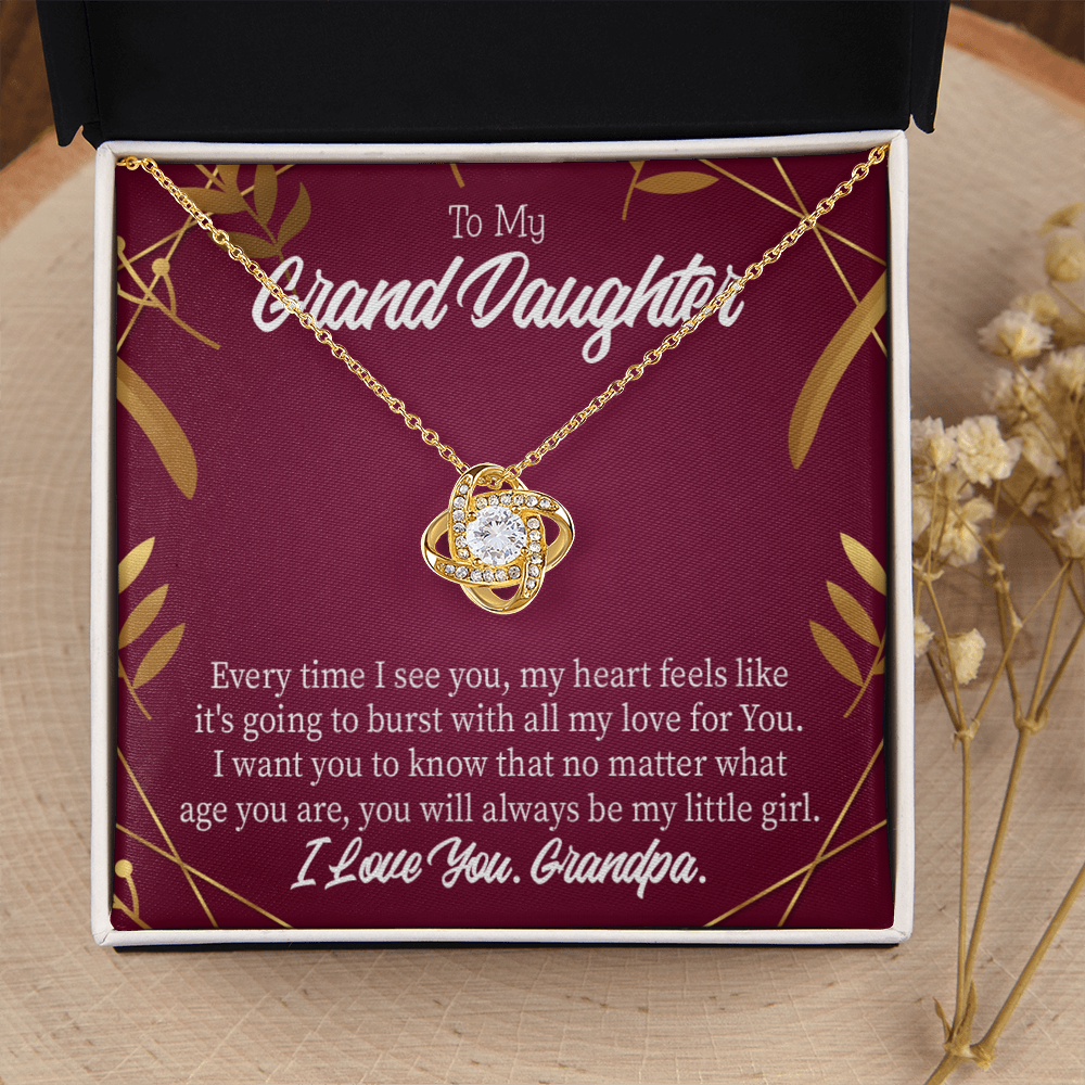 To My Granddaughter Every Time From Grandpa Infinity Knot Necklace Message Card-Express Your Love Gifts