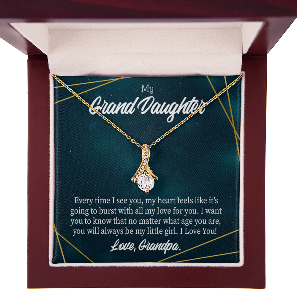 To My Granddaughter Every time Grandpa sees You Alluring Ribbon Necklace Message Card-Express Your Love Gifts