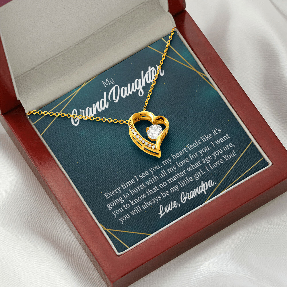 To My Granddaughter Every Time Grandpa Sees You Forever Necklace w Message Card-Express Your Love Gifts