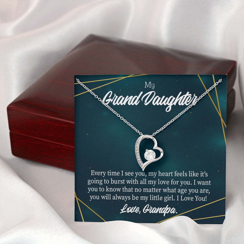 To My Granddaughter Every Time Grandpa Sees You Forever Necklace w Message Card-Express Your Love Gifts