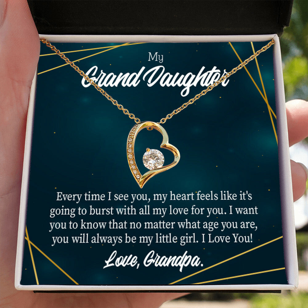 To My Granddaughter Every Time Grandpa Sees You Forever Necklace w Message Card-Express Your Love Gifts