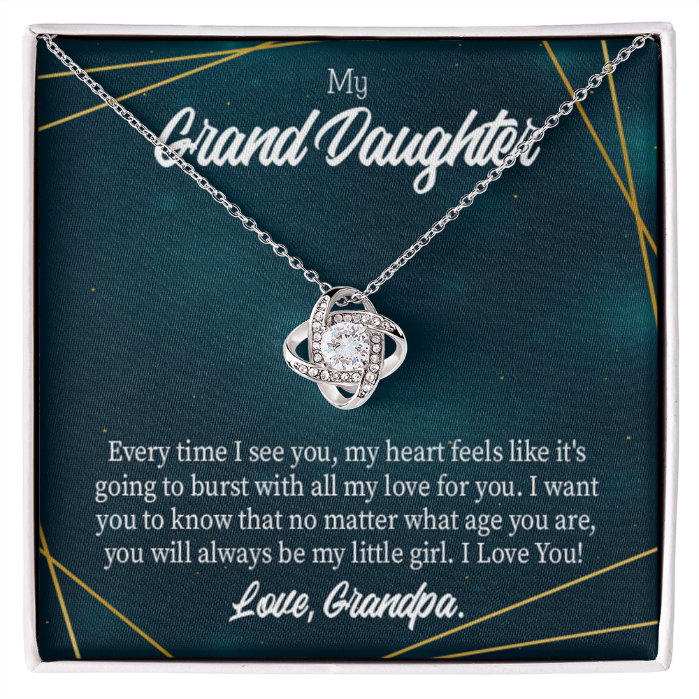To My Granddaughter Every Time Grandpa Sees You Infinity Knot Necklace Message Card-Express Your Love Gifts