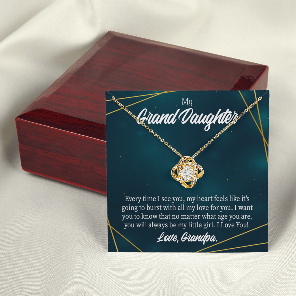 To My Granddaughter Every Time Grandpa Sees You Infinity Knot Necklace Message Card-Express Your Love Gifts