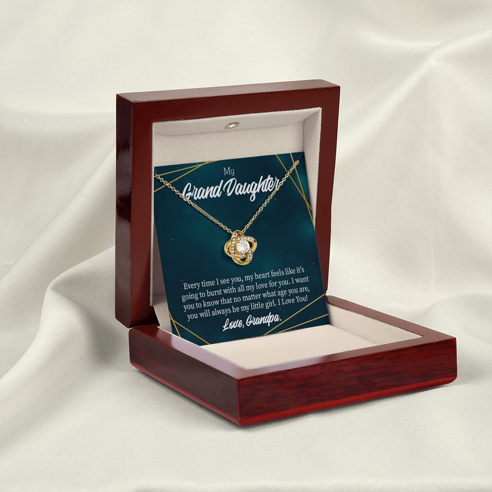 To My Granddaughter Every Time Grandpa Sees You Infinity Knot Necklace Message Card-Express Your Love Gifts
