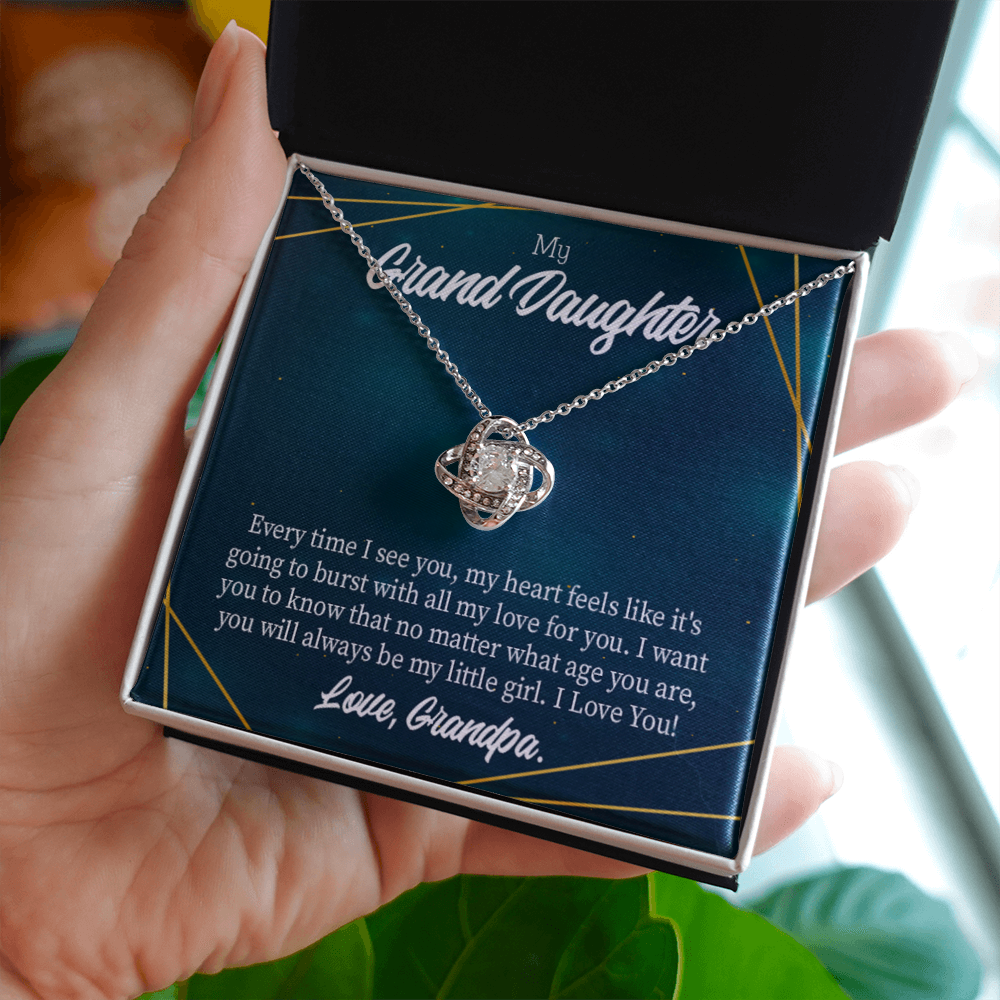 To My Granddaughter Every Time Grandpa Sees You Infinity Knot Necklace Message Card-Express Your Love Gifts