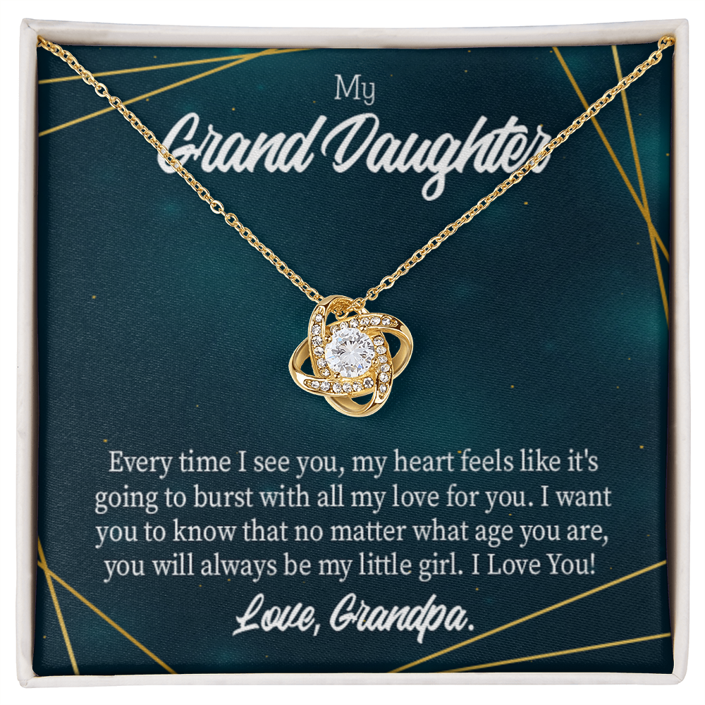 To My Granddaughter Every Time Grandpa Sees You Infinity Knot Necklace Message Card-Express Your Love Gifts