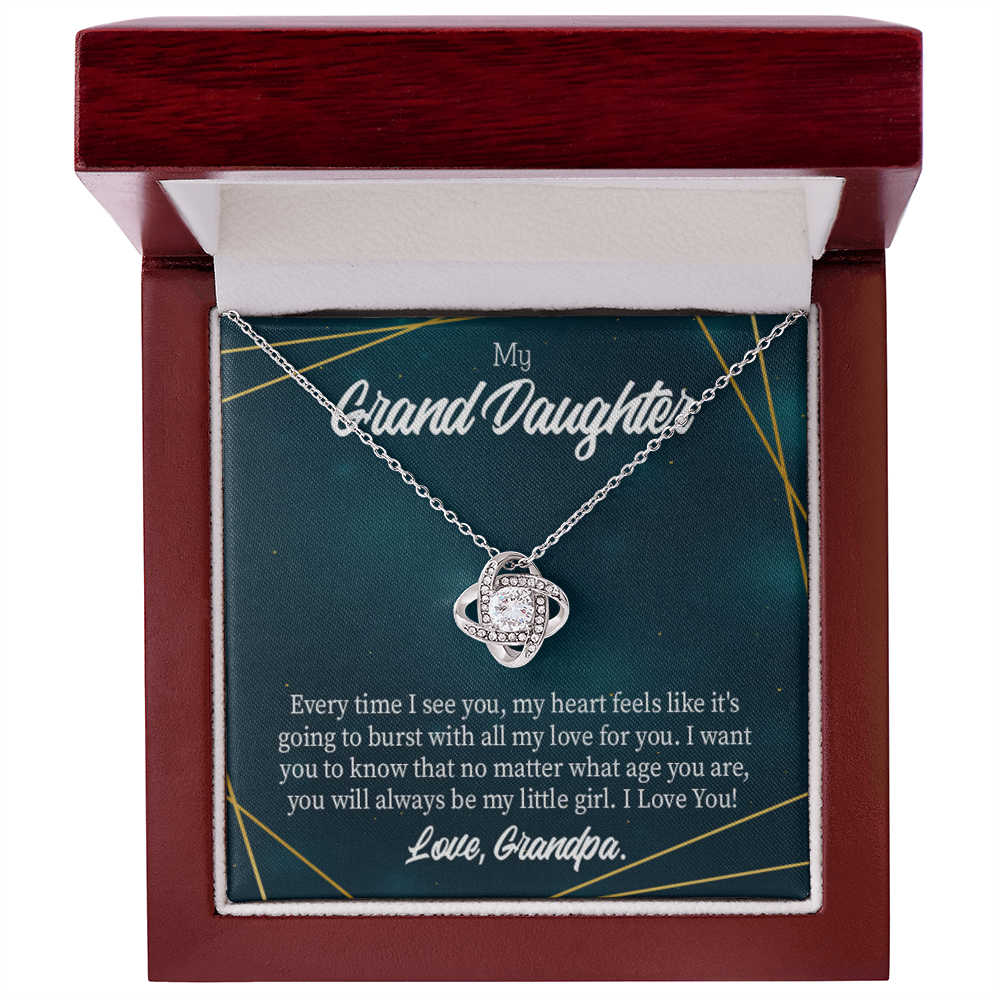 To My Granddaughter Every Time Grandpa Sees You Infinity Knot Necklace Message Card-Express Your Love Gifts
