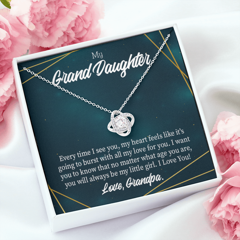 To My Granddaughter Every Time Grandpa Sees You Infinity Knot Necklace Message Card-Express Your Love Gifts